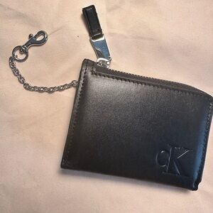 COPY - Calvin Klein black leather keychain mini wallet RFID protected - NWOT